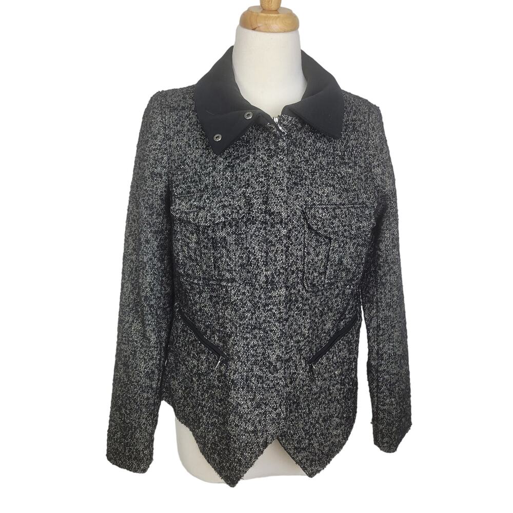 Gap black and white tweed Moto Jacket Size Medium